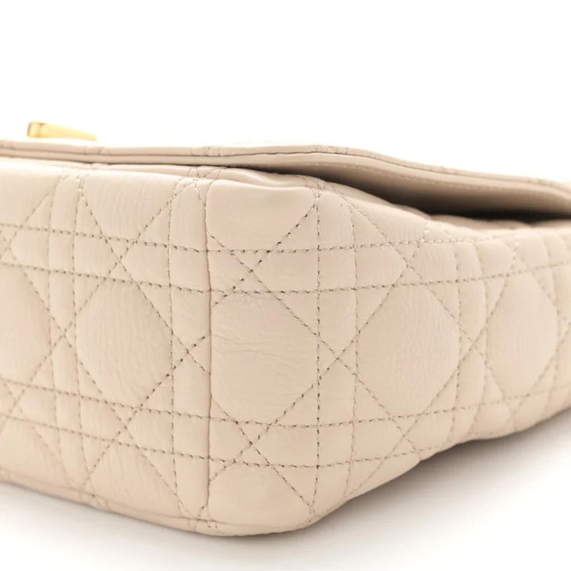DIOR MEDIUM CARO BAG BEIGE SUPPLE CANNAGE CALFSKIN LEATHER GOLD HARDWARE - Image 5