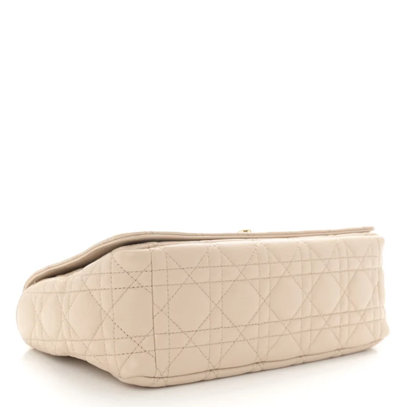 DIOR MEDIUM CARO BAG BEIGE SUPPLE CANNAGE CALFSKIN LEATHER GOLD HARDWARE - Image 6