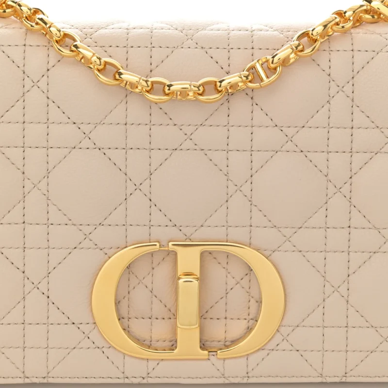 DIOR MEDIUM CARO BAG BEIGE SUPPLE CANNAGE CALFSKIN LEATHER GOLD HARDWARE - Image 8