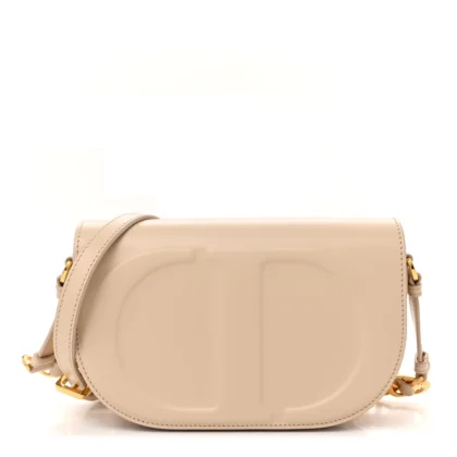 DIOR MEDIUM CD SIGNATURE FLAP CROSSBODY CARAMEL BEIGE CALFSKIN LEATHER GOLD HARDWARE
