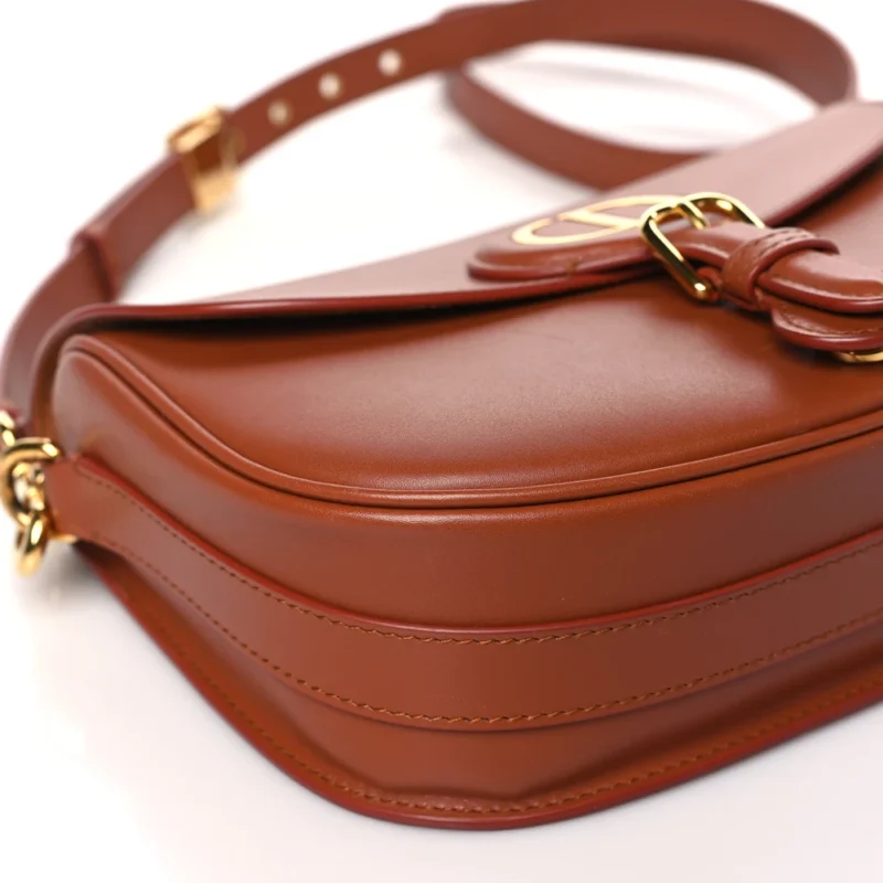 DIOR MEDIUM BOBBY FLAP BAG DARK TAN BOX CALFSKIN LEATHER GOLD HARDWARE - Image 4