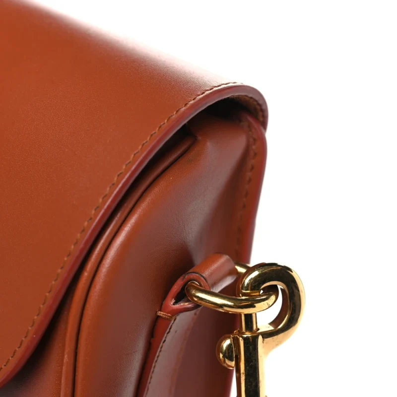 DIOR MEDIUM BOBBY FLAP BAG DARK TAN BOX CALFSKIN LEATHER GOLD HARDWARE - Image 9