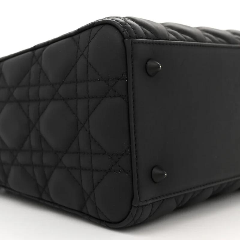 DIOR MEDIUM LADY DIOR BLACK ULTRA MATTE CANNAGE CALFSKIN LEATHER MATTE BLACK HARDWARE - Image 4