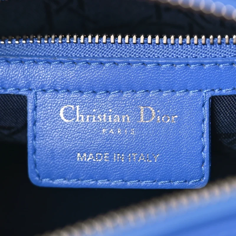 DIOR MEDIUM LADY DIOR BAG HORIZON BLUE CANNAGE LAMBSKIN LEATHER SILVER HARDWARE - Image 2
