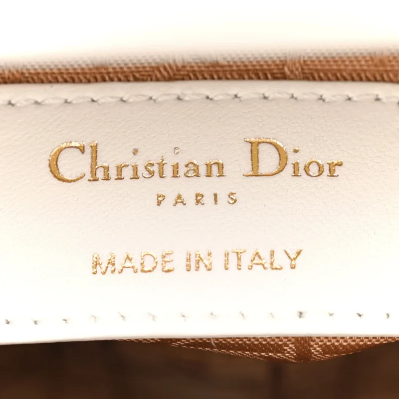 DIOR MINI LADY DIOR WHITE CANNAGE LAMBSKIN LEATHER GOLD HARDWARE - Image 2