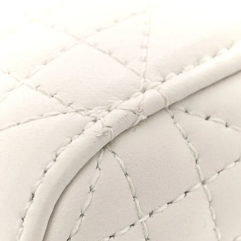 DIOR MINI LADY DIOR WHITE CANNAGE LAMBSKIN LEATHER GOLD HARDWARE - Image 11