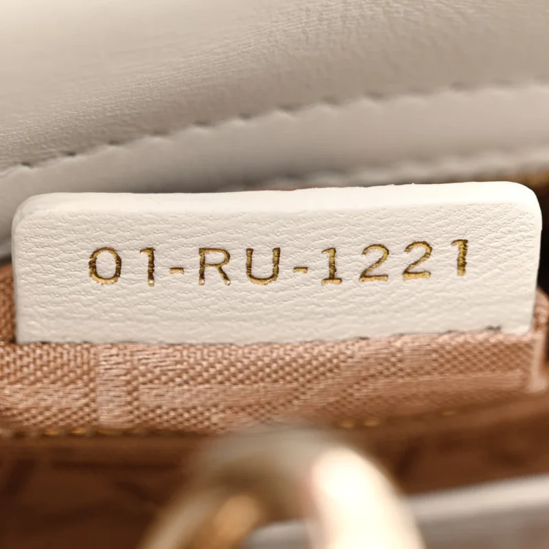 DIOR MINI LADY DIOR WHITE CANNAGE LAMBSKIN LEATHER GOLD HARDWARE - Image 12
