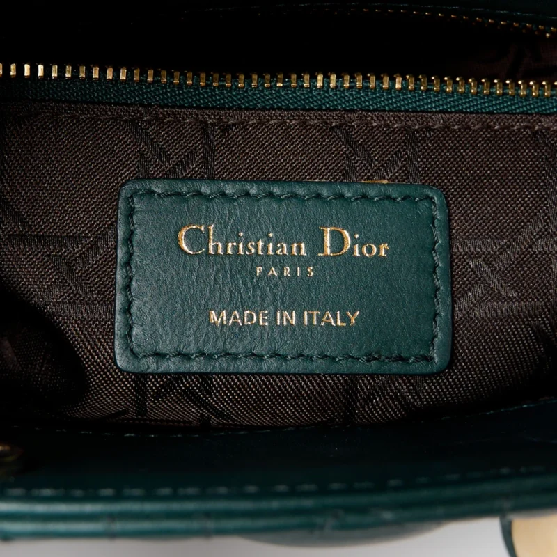 DIOR SMALL MY ABCDIOR LADY DIOR DARK GREEN LAMBSKIN LEATHER GOLD HARDWARE - Image 2