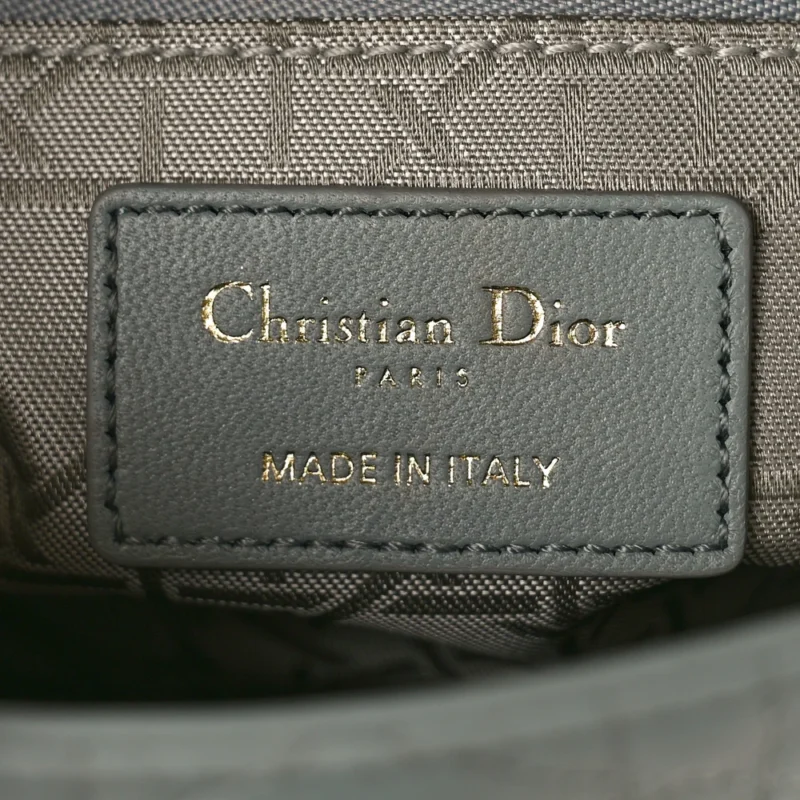 DIOR MINI LADY DIOR GREY CANNAGE LAMBSKIN LEATHER GOLD HARDWARE - Image 2