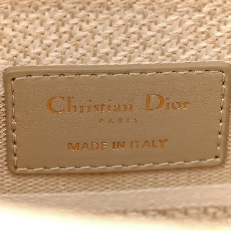 DIOR MEDIUM STRIPES LADY D-LITE BEIGE EMBROIDERED CANVAS GOLD HARDWARE - Image 2