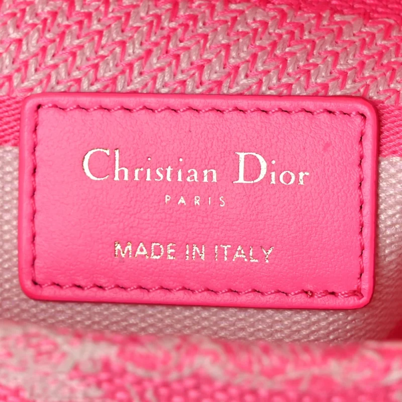 DIOR MEDIUM TOILE DE JOUY LADY D-LITE FLUORESCENT PINK REVERSE EMBROIDERED CANVAS GOLD HARDWARE - Image 2