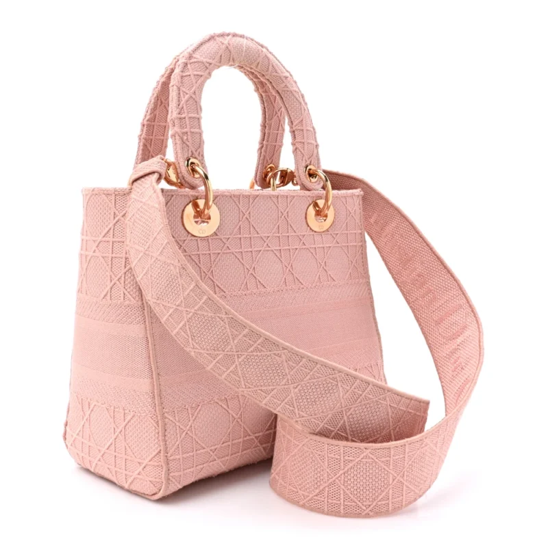 DIOR MEDIUM LADY D-LITE BOIS DE ROSE CANNAGE EMBROIDERED CANVAS GOLD HARDWARE - Image 3