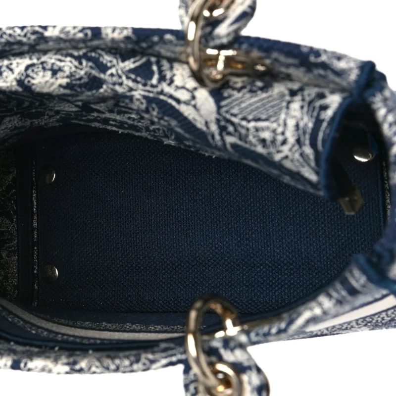 DIOR MEDIUM TOILE DE JOUY LADY D-LITE BLUE EMBROIDERED CANVAS GOLD HARDWARE - Image 7