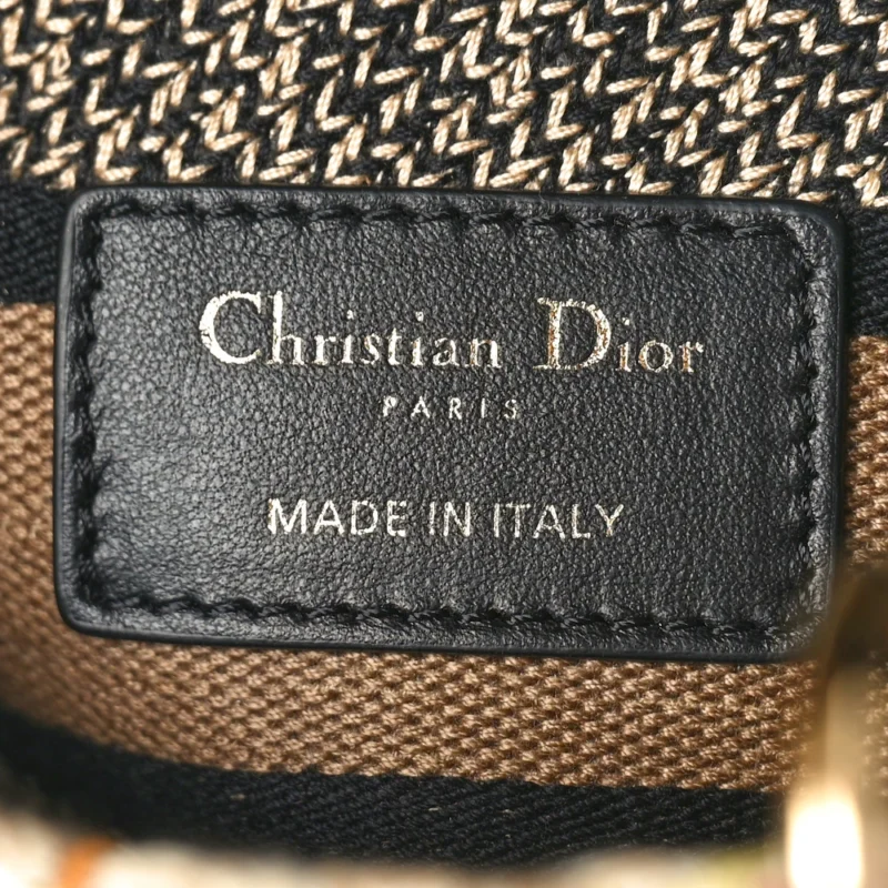 DIOR MEDIUM LADY D-LITE BEIGE/BLACK/MULTICOLOR FLORAL EMBROIDERED CANVAS GOLD HARDWARE - Image 2