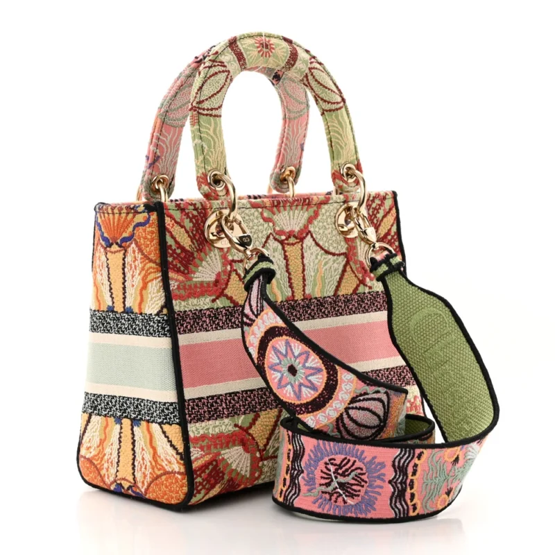 DIOR MEDIUM LADY D-LITE MULTICOLOR EMBROIDERED CANVAS GOLD HARDWARE - Image 3