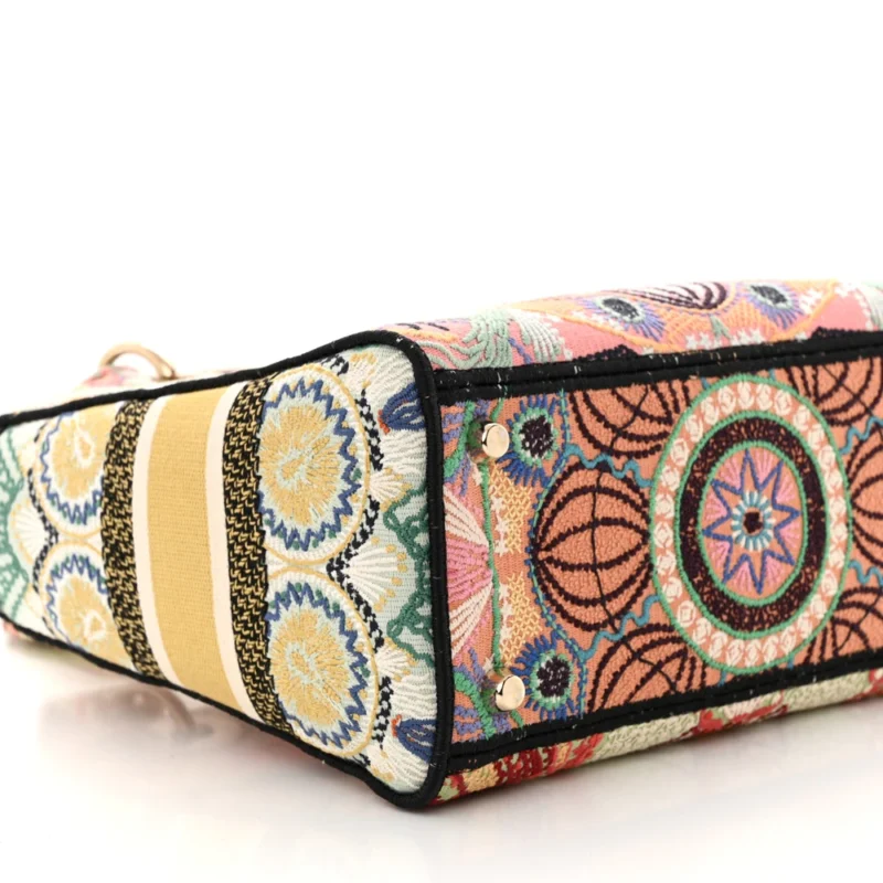 DIOR MEDIUM LADY D-LITE MULTICOLOR EMBROIDERED CANVAS GOLD HARDWARE - Image 4