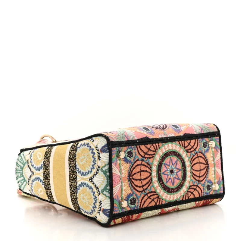DIOR MEDIUM LADY D-LITE MULTICOLOR EMBROIDERED CANVAS GOLD HARDWARE - Image 6