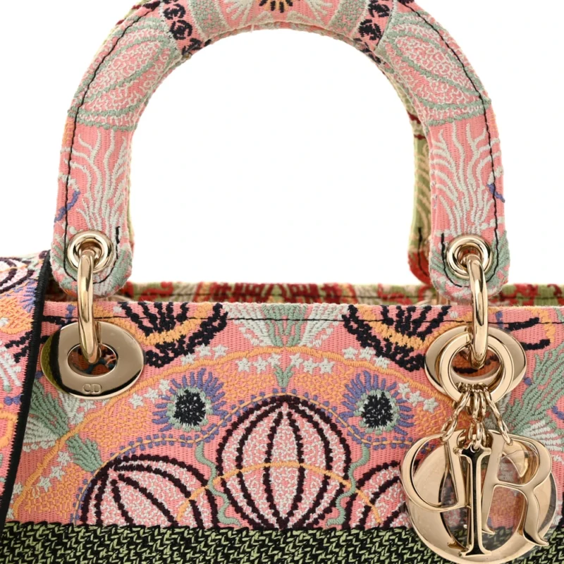 DIOR MEDIUM LADY D-LITE MULTICOLOR EMBROIDERED CANVAS GOLD HARDWARE - Image 8