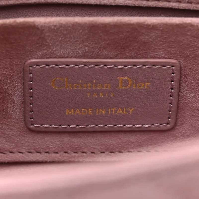 DIOR SMALL LADY D-JOY PEONY PINK CANNAGE LAMBSKIN LEATHER GOLD HARDWARE - Image 2