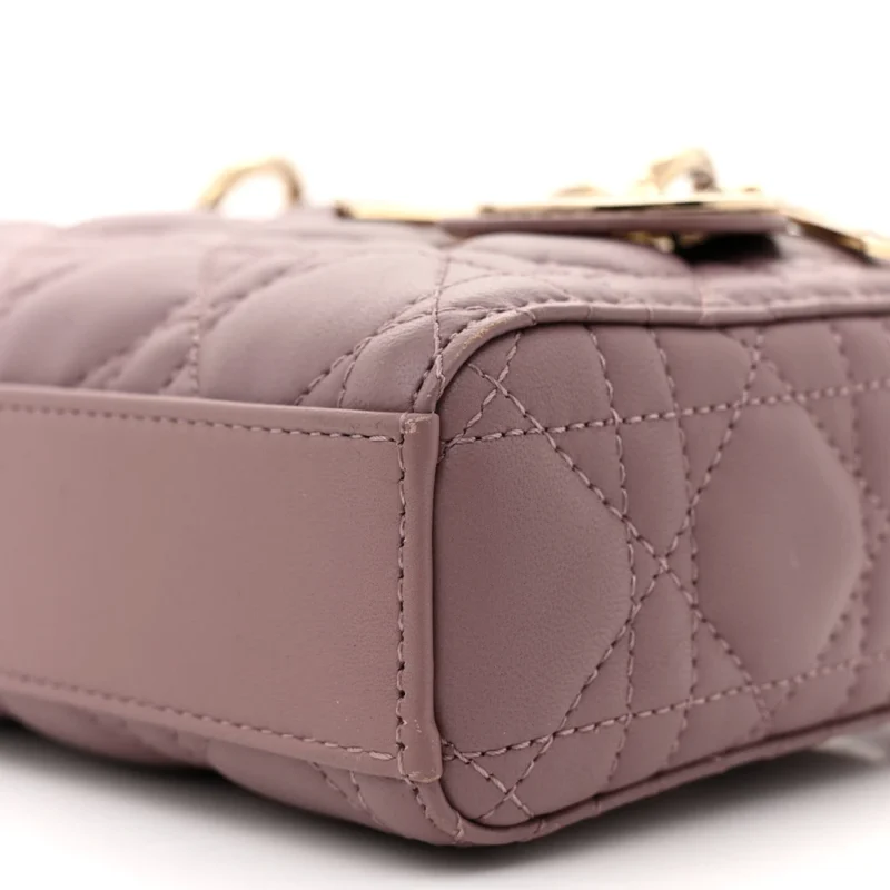DIOR SMALL LADY D-JOY PEONY PINK CANNAGE LAMBSKIN LEATHER GOLD HARDWARE - Image 5
