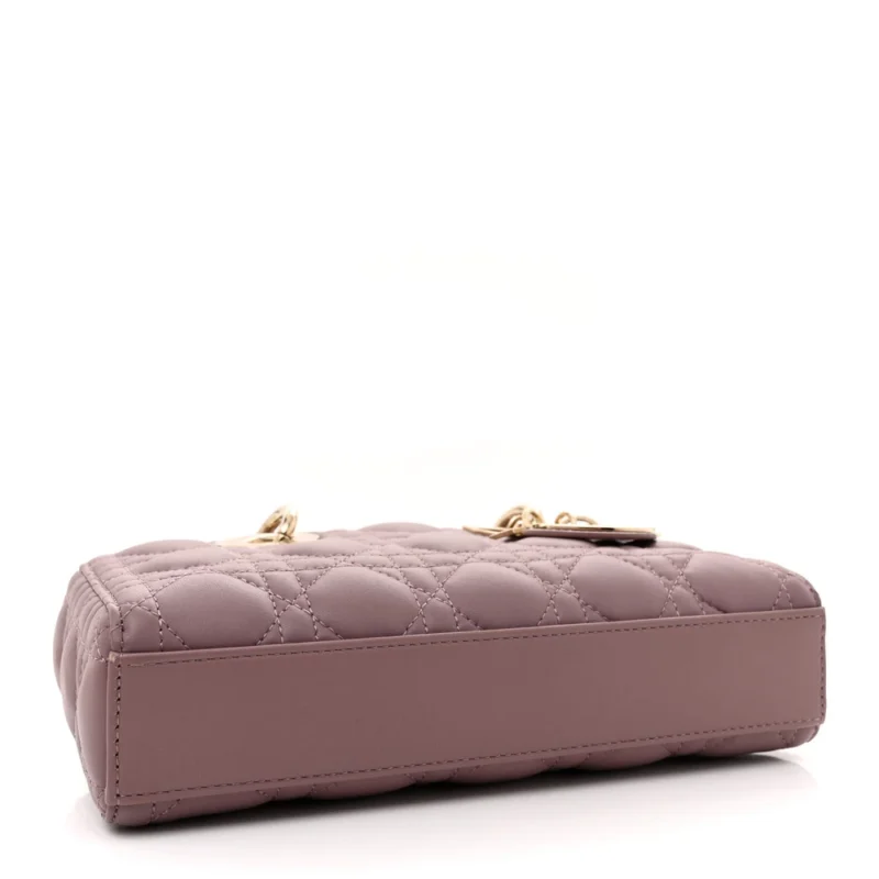 DIOR SMALL LADY D-JOY PEONY PINK CANNAGE LAMBSKIN LEATHER GOLD HARDWARE - Image 6