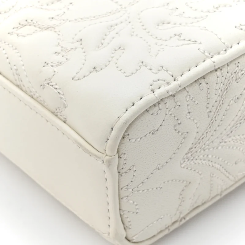 DIOR MEDIUM LADY D-JOY WHITE ORNAMENTAL EMBROIDERED CALFSKIN LEATHER GOLD HARDWARE - Image 4