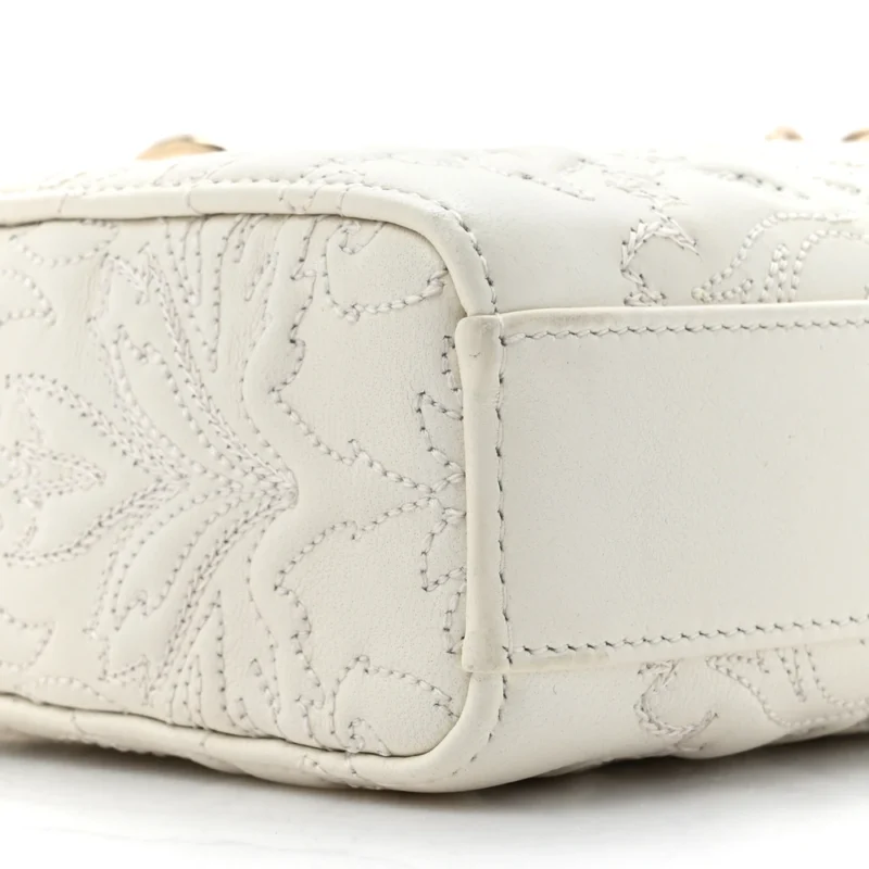 DIOR MEDIUM LADY D-JOY WHITE ORNAMENTAL EMBROIDERED CALFSKIN LEATHER GOLD HARDWARE - Image 5