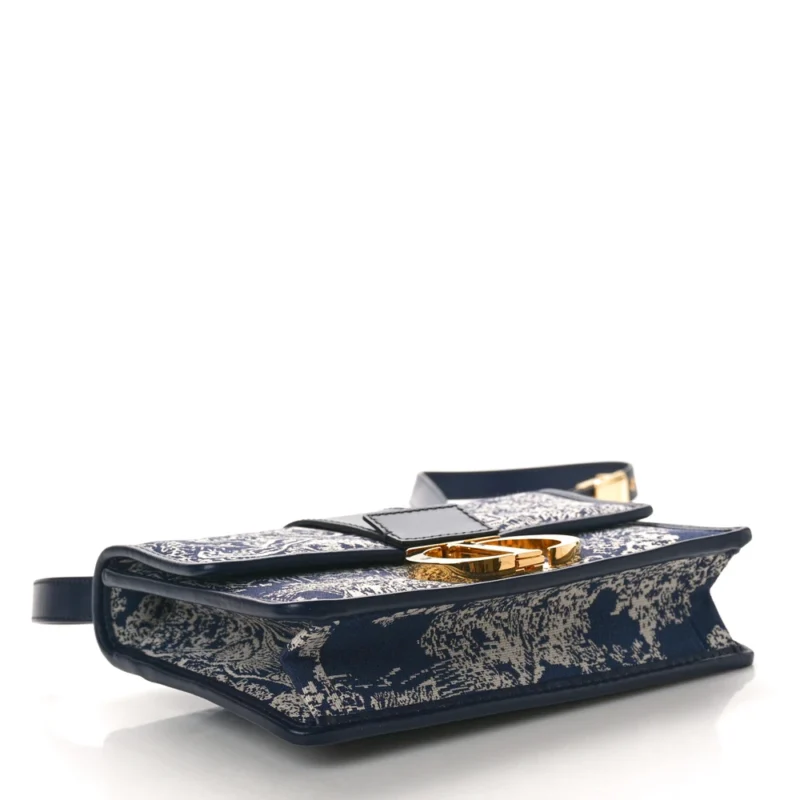 DIOR MEDIUM MONTAIGNE 30 TOILE DE JOUY FLAP BAG BLUE REVERSE CANVAS GOLD HARDWARE - Image 6
