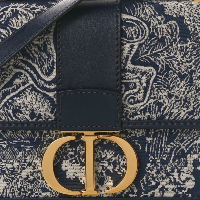 DIOR MEDIUM MONTAIGNE 30 TOILE DE JOUY FLAP BAG BLUE REVERSE CANVAS GOLD HARDWARE - Image 8