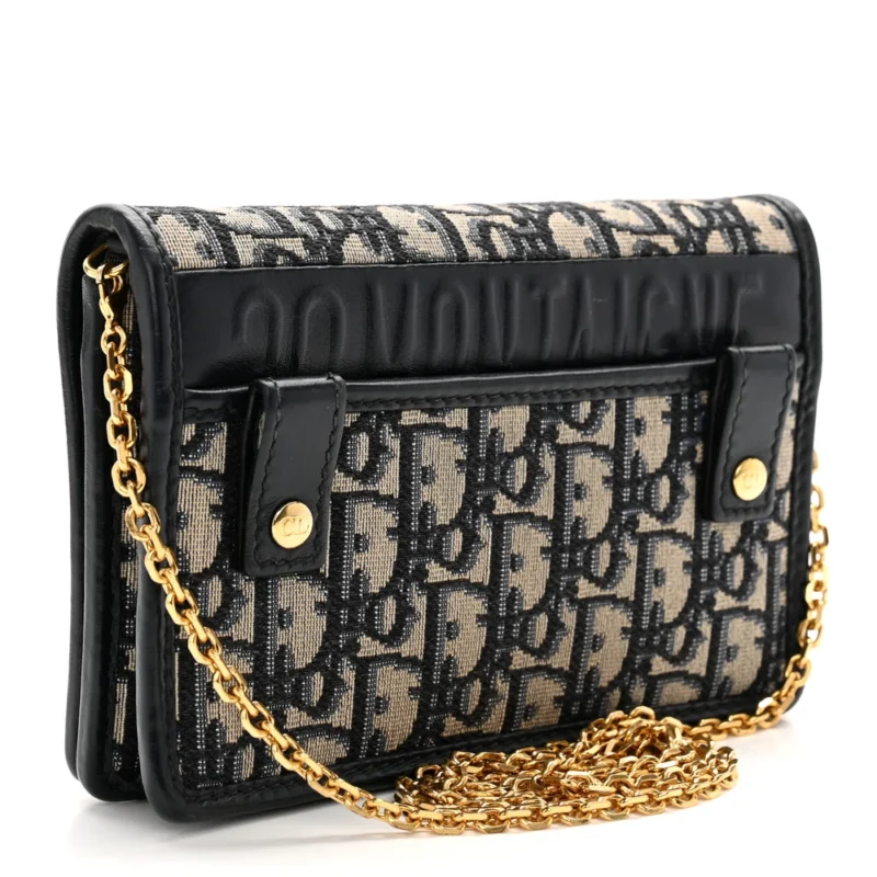 DIOR MONTAIGNE 30 2-IN-1 POUCH BLUE DIOR OBLIQUE CANVAS GOLD HARDWARE - Image 3