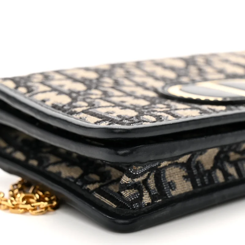 DIOR MONTAIGNE 30 2-IN-1 POUCH BLUE DIOR OBLIQUE CANVAS GOLD HARDWARE - Image 4