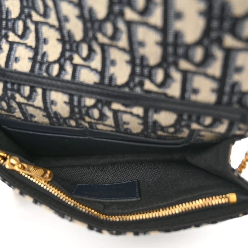 DIOR MONTAIGNE 30 2-IN-1 POUCH BLUE DIOR OBLIQUE CANVAS GOLD HARDWARE - Image 7