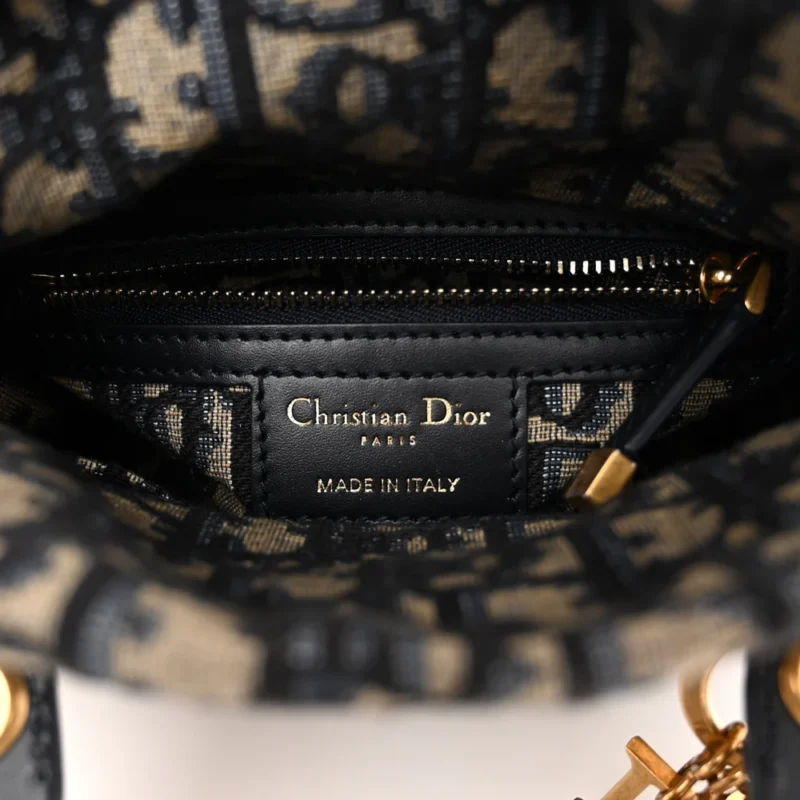 DIOR MINI LADY DIOR WICKER & BLUE OBLIQUE CANVAS GOLD HARDWARE - Image 2