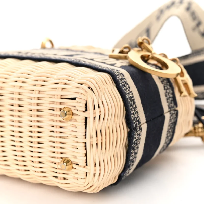 DIOR MINI LADY DIOR WICKER & BLUE OBLIQUE CANVAS GOLD HARDWARE - Image 4