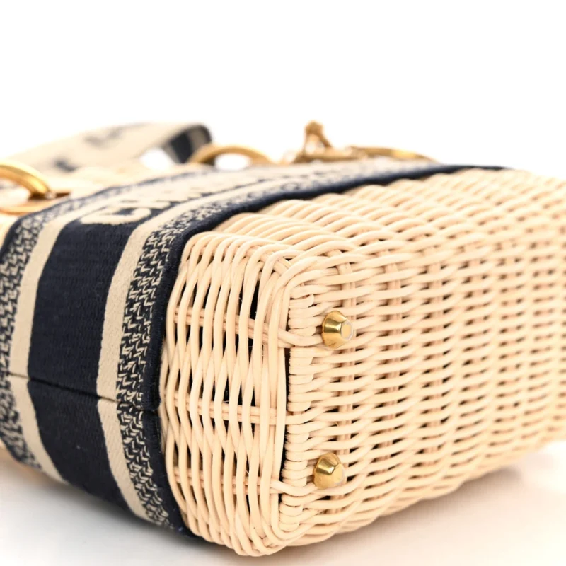 DIOR MINI LADY DIOR WICKER & BLUE OBLIQUE CANVAS GOLD HARDWARE - Image 5