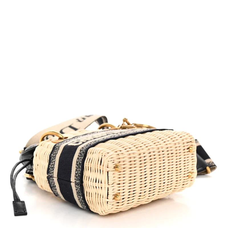 DIOR MINI LADY DIOR WICKER & BLUE OBLIQUE CANVAS GOLD HARDWARE - Image 6