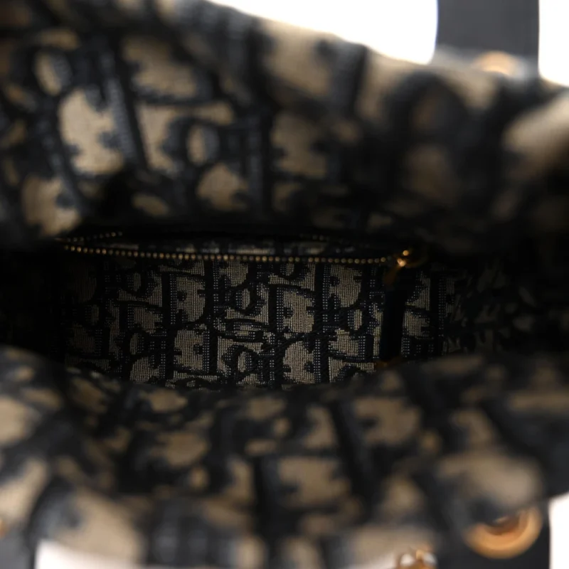 DIOR MINI LADY DIOR WICKER & BLUE OBLIQUE CANVAS GOLD HARDWARE - Image 7