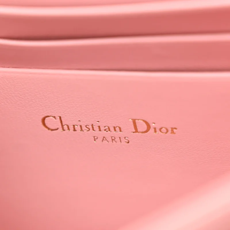 DIOR MINI MY DIOR TOP HANDLE CLUTCH ANTIQUE PINK CANNAGE LAMBSKIN LEATHER GOLD HARDWARE - Image 2