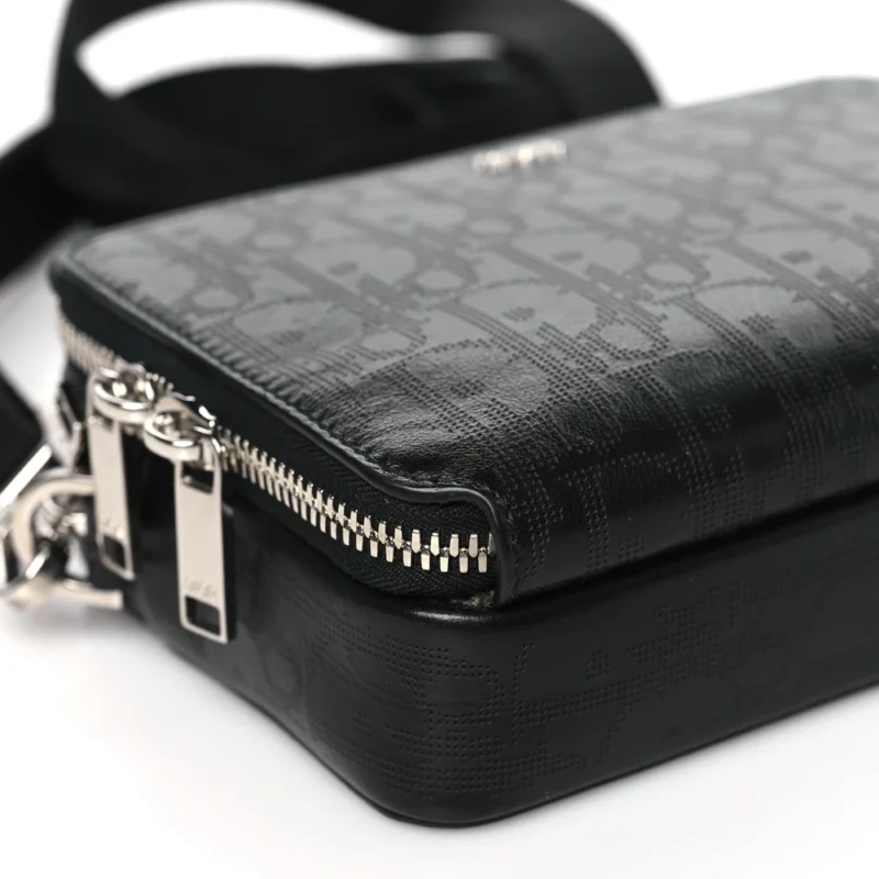 DIOR SMALL MESSENGER BLACK MULTICOLOR GALAXY PERFORATED OBLIQUE CALFSKIN LEATHER SILVER HARDWARE - Image 4