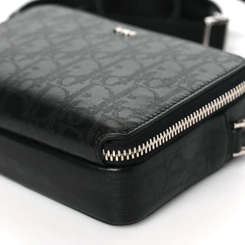 DIOR SMALL MESSENGER BLACK MULTICOLOR GALAXY PERFORATED OBLIQUE CALFSKIN LEATHER SILVER HARDWARE - Image 5