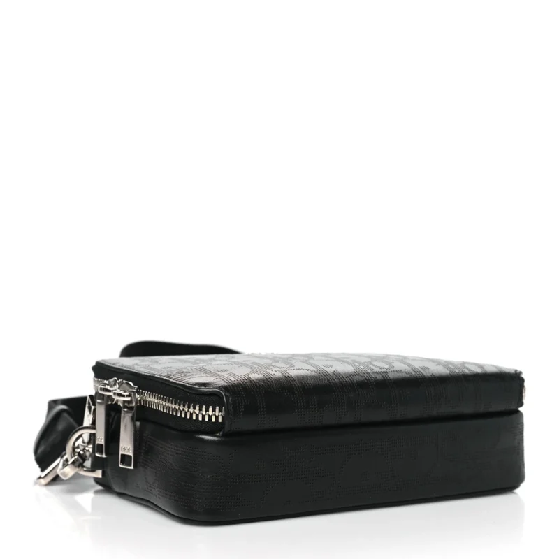 DIOR SMALL MESSENGER BLACK MULTICOLOR GALAXY PERFORATED OBLIQUE CALFSKIN LEATHER SILVER HARDWARE - Image 6