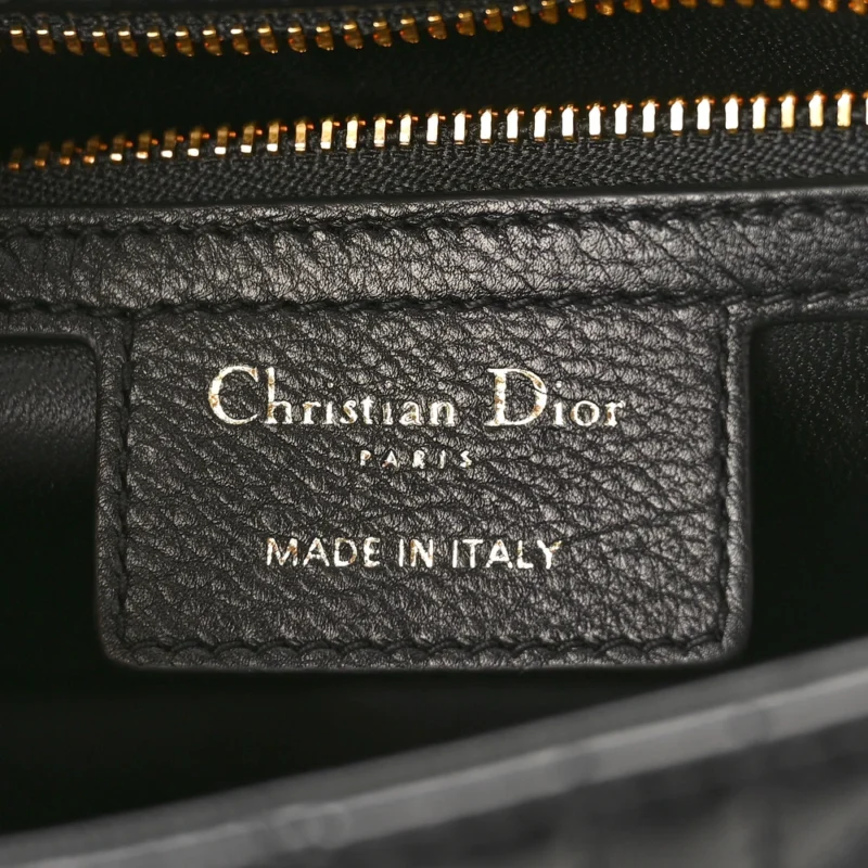 DIOR SMALL CARO BAG BLACK CANNAGE CALFSKIN LEATHER GOLD HARDWARE - Image 2