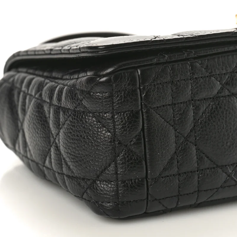 DIOR SMALL CARO BAG BLACK CANNAGE CALFSKIN LEATHER GOLD HARDWARE - Image 4