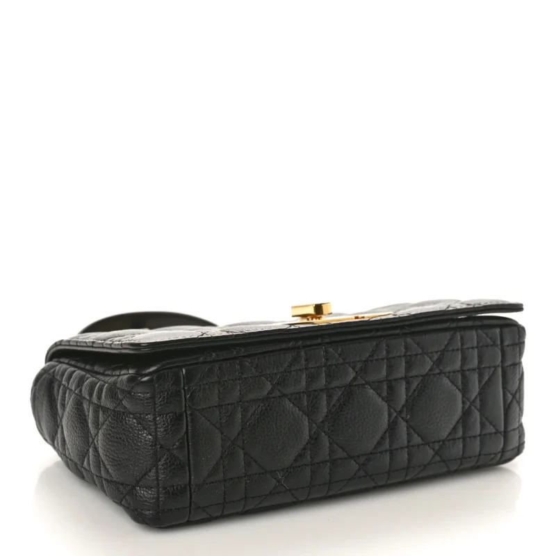DIOR SMALL CARO BAG BLACK CANNAGE CALFSKIN LEATHER GOLD HARDWARE - Image 6