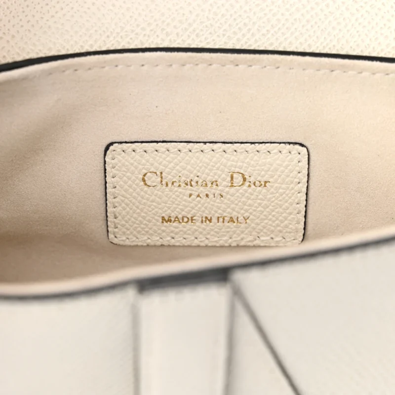 DIOR MINI SADDLE BAG WITH STRAP WHITE GRAINED CALFSKIN LEATHER BRASS HARDWARE - Image 2