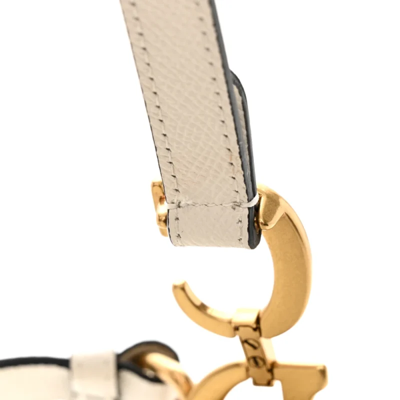 DIOR MINI SADDLE BAG WITH STRAP WHITE GRAINED CALFSKIN LEATHER BRASS HARDWARE - Image 9