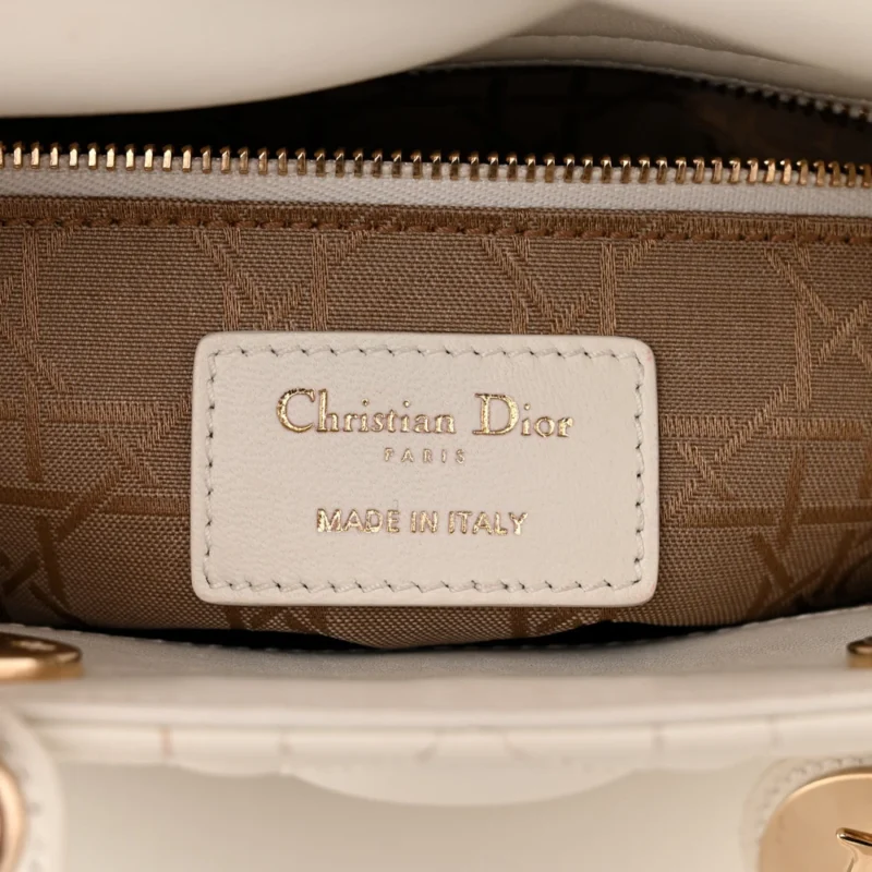 DIOR SMALL MY ABCDIOR LADY DIOR WHITE CANNAGE LAMBSKIN LEATHER GOLD HARDWARE - Image 2