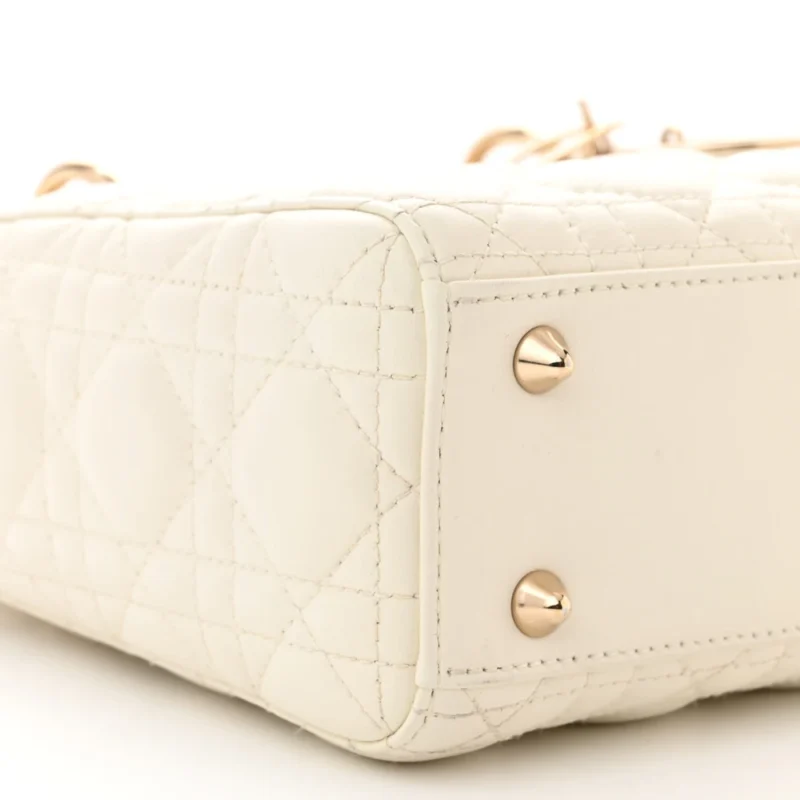 DIOR SMALL MY ABCDIOR LADY DIOR WHITE CANNAGE LAMBSKIN LEATHER GOLD HARDWARE - Image 4