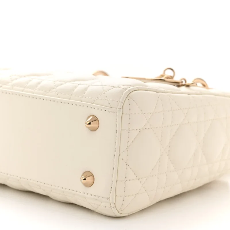 DIOR SMALL MY ABCDIOR LADY DIOR WHITE CANNAGE LAMBSKIN LEATHER GOLD HARDWARE - Image 5