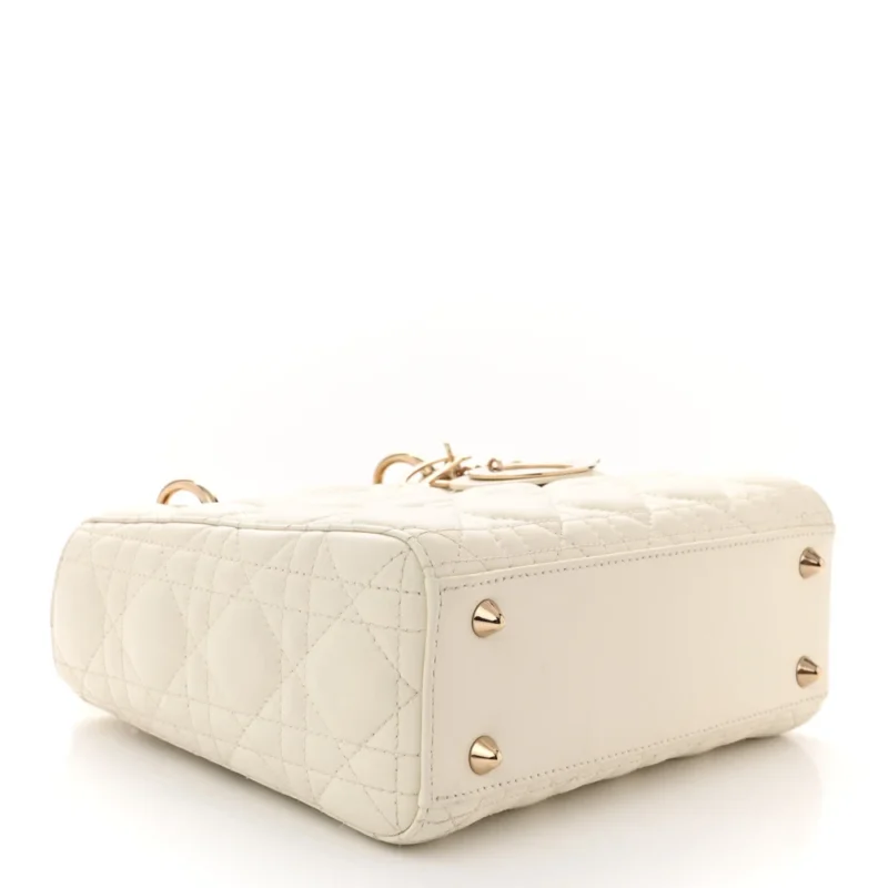 DIOR SMALL MY ABCDIOR LADY DIOR WHITE CANNAGE LAMBSKIN LEATHER GOLD HARDWARE - Image 6